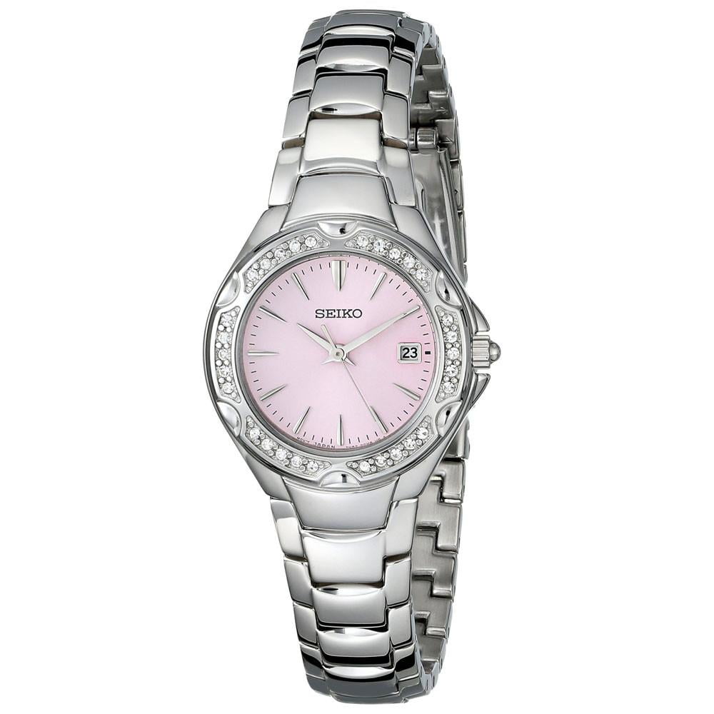 Seiko Women's SXDC53 Crystal Sporty Dress Pink Dial Watch 