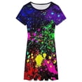 thumbnail image 3 of Wet Paint Retro Color Splash Dress Fashion Beach Short Sleeve Dresses Female Party Printed Sundress, 3 of 7