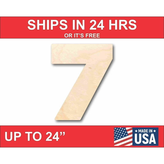 Unfinished Wood Block Number 7 - Craft - up to 46" DIY 20" / 1/8"