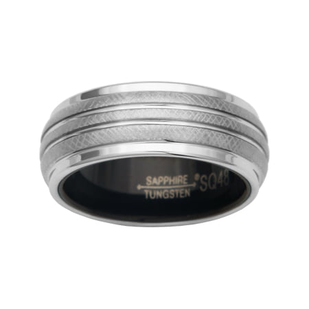Forever Facets White Sapphire Tungsten Grooved Comfort Fit Wedding Band Size 8 Male