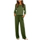 thumbnail image 3 of TaTaai 3/4 Sleeve V Neck Blouse Set, Women's Solid Elastic Waist Pocket Pants, Breathable Casual Sport Outfit, Suitable for Four Season Daily Activities Gift, 3 of 8