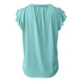 thumbnail image 3 of Ladies Summer Fashion V Neck Short Sleeve Loose Solid Color Ruffle T Shirt Women Undershirt Woman's Summer Tops Apparel T Women S Summer Shirts Athletic Shirts Pack Women Long Sleeve Tee Shirt Casual, 3 of 4