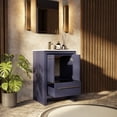 thumbnail image 4 of Lafarre 24" W Navy Blue Vanity, White Quartz Top, Brushed Nickel Faucet Set & 18" Mirror, 4 of 8