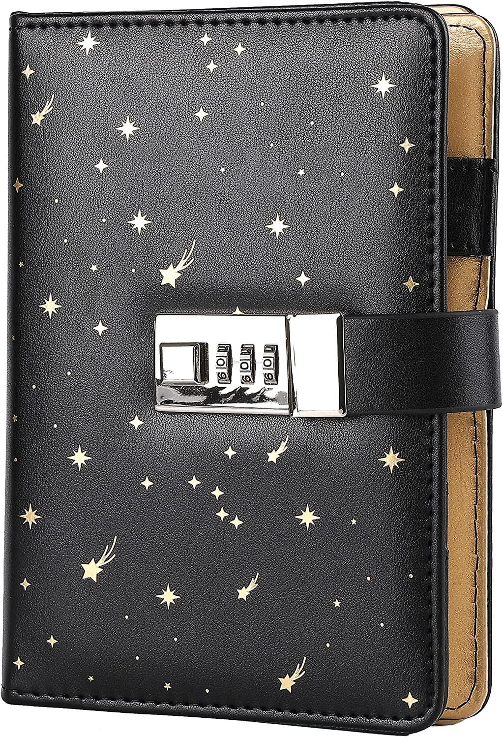 Diario de cuero con cerradura, carpeta de papel rellenable, diario con ...