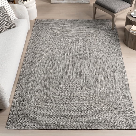 nuLOOM Braided Indoor/Outdoor Rug, 4' Round, Light Grey, 200HJFV01C-R404