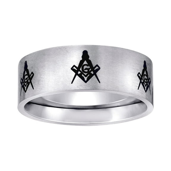 Stainless Steel Mens Masonic Laser Pattern Comfort-fit Wedding Band Ring Size 13 Wedding Band for Men