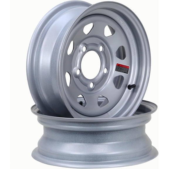 LIBRA 13 x 4.5 Trailer Wheels 5 Lug on 4.5" Bolt Pattern Silver Spoke, Set 2-17019