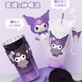 thumbnail image 2 of Taza térmica portátil con pajita al vacío de acero inoxidable 316 con dibujos animados de Sanrio Cinnamoroll Kuromi para café caliente y frío, 2 of 5
