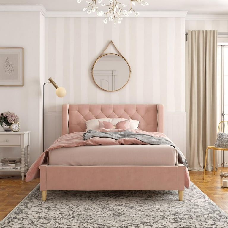 Set of Velvet 2 Pink Storage Trunks w/ Rose Gold Handles Vintage Style  Bedroom