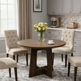 thumbnail image 5 of Modern Farmhouse Round Dining Table for 4 – 43" Space-Saving Wooden Pedestal Table – Sturdy Cross Base – Perfect for Dining Room, Living Room, Apartment – Classic Natural Finish, 5 of 7