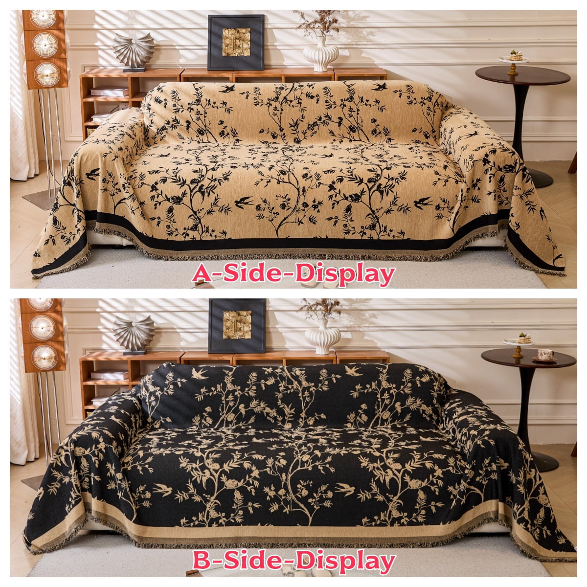 NAYOROOM Vintage Khaki Couch Cover,Chenille Sofa Cover Slipcover Sofa Towel Furniture Cover（71"x 118"）