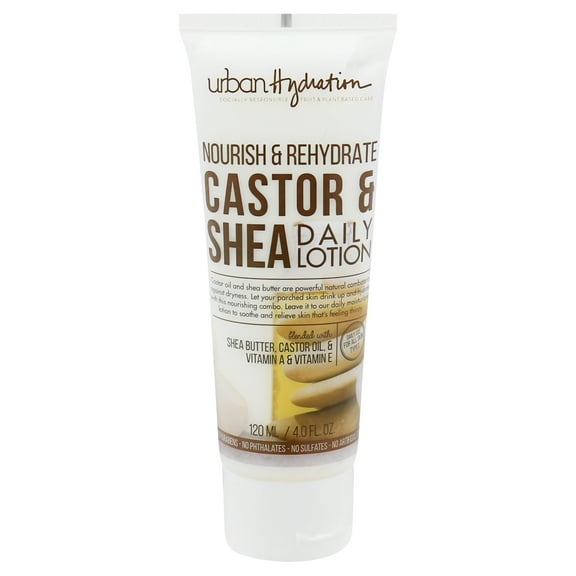 Urban Hydration Castor & Shea Daily Face Lotion for All Skin Type, Nourish & Rehydrate 4 fl oz