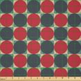 thumbnail image 2 of Ambesonne Geometric Fabric by the Yard Microfiber, Circles in Squares Design, 1 Yard, Dark Indigo Red and Ecru, 2 of 2