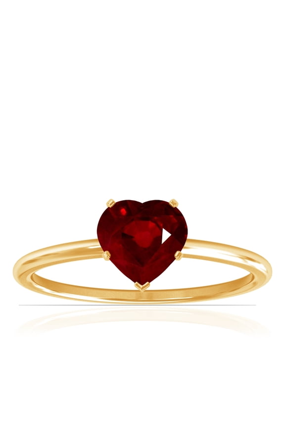 July Birthstone - Dainty Heart Shape Four Prong Ruby Solitaire Ring (Grade - AAA | 0.60cts.)