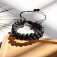 thumbnail image 3 of RSAMD Double Row Adjustable Woven Natural Gemstone Bracelet Man Release Bracelet Bead-Black, 3 of 4