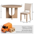 thumbnail image 6 of Leovanni 48inch Round Dining Table Set for 4 Modern Solid Wood 5-Piece Kitchen & Dining Room Set with Upholstered Chairs Pedestal Base, Natural, 6 of 11