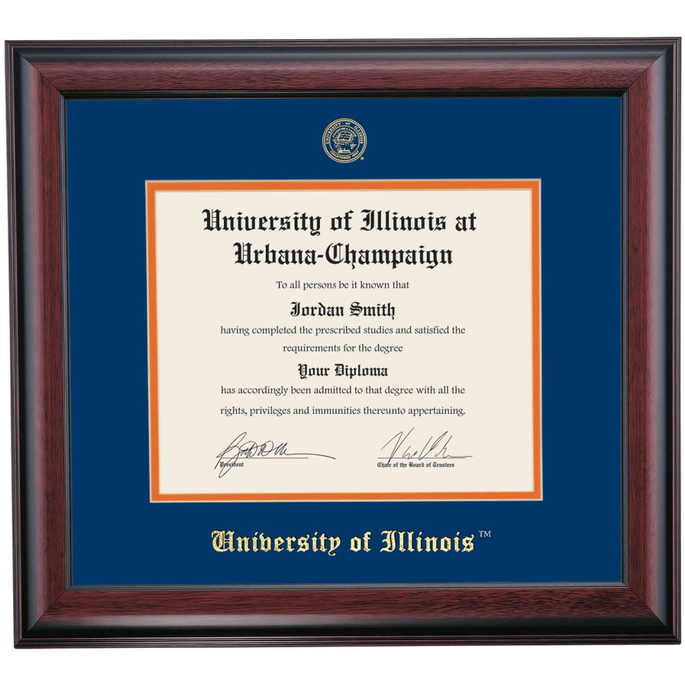 OCM Diploma Frame for University of Illinois at UrbanaChampaign UIUC, 16" x 18" Frame, Embossed