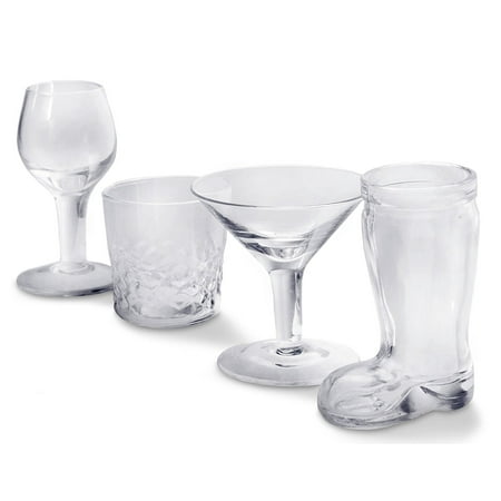 4 Pc Mini Cocktail Glasses Set - Fun Designer Clear Glass Party