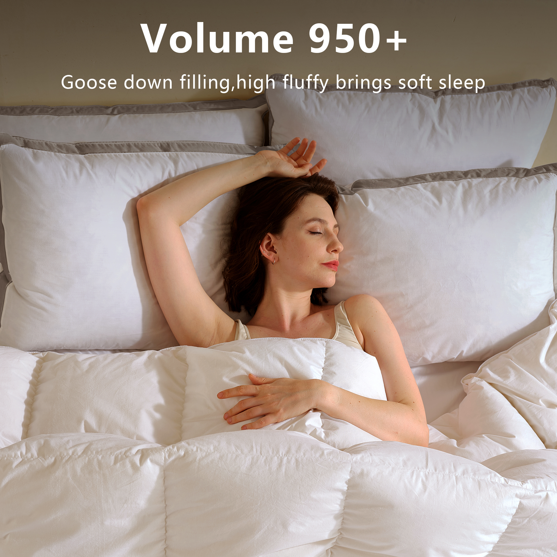 Teler Goose Down Pillows Queen, Set of 2, 600TC Cotton photo 6