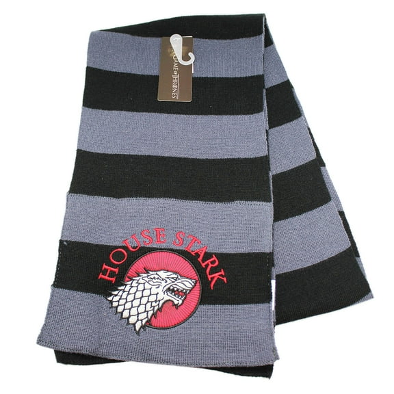 Game of Thrones House Stark Dire Wolf Emblem Gray and Black Scarf