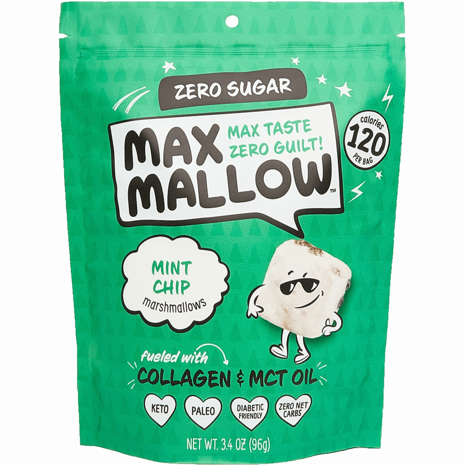(2 pack) Know Brainer Max Mallow Mint Chip - Guilt-Free & Zero Sugar Marshmallows - Low Carb and Zero Fat