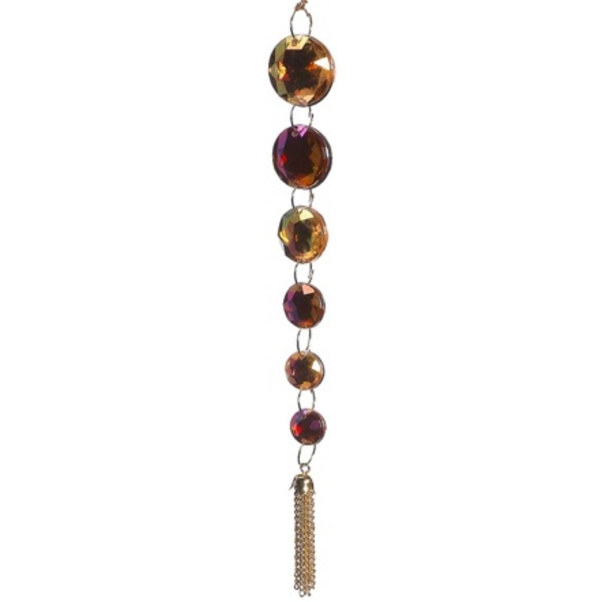 7" Regal Peacock Iridescent Pink and Gold Jewel Pendant Christmas Ornament