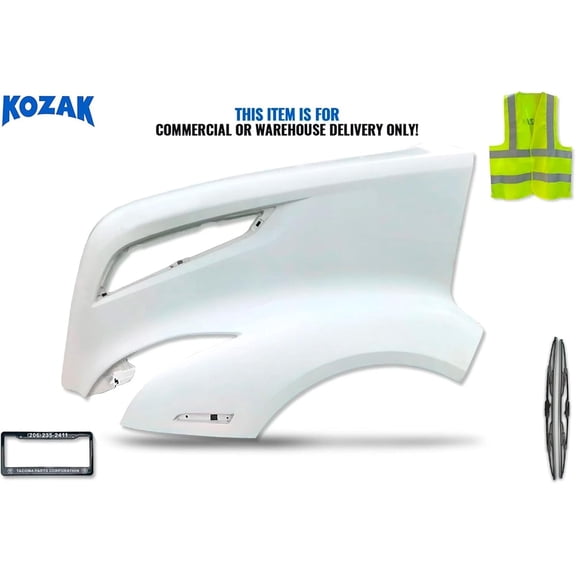 KOZAK Fiberglass Hood Fender Left Driver Side compatible with Volvo VNL 2018