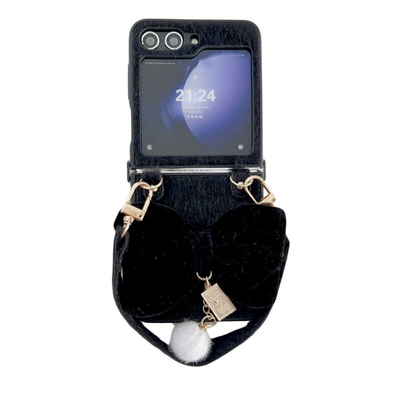 DIY fashion luxury plush phone case for Samsung Galaxy fold6 fold5 fold4 filip6 flip5 flip4 portable cover