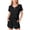Black, variant on Girls 2 Piece Summer Short Outfits Kids V Neck Short Sleeve Shirts and Shorts Set Casual Loose Lounge Clothes