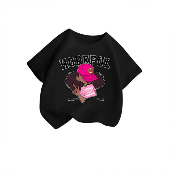 MEZZALL Toddler Kids Girls Cute Graphic T-Shirt Round Neck Short Sleeve Tee Summer Casual Tops, 3-4 Years