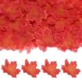 thumbnail image 1 of Paquete de 100 hojas de arce artificiales, hojas falsas de otoño para Acción de Gracias/Boda/Fiestas [8 cm, Rojo Atardecer], 1 of 7