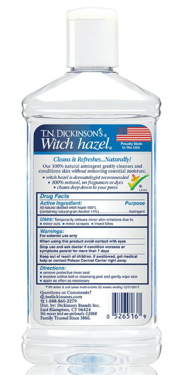 (2 Pack)T.N. Dickinson's Witch Hazel 100% Natural Astringent By Dickinson Brands,16 fl oz