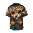 thumbnail image 6 of Lsque Playful Leopard Art print Men's Cuban Collar Short Sleeve Shirt Summer Beachwear Casual Button Down Fashionable Vacation Leisure Shirt-4X-Large, 6 of 7