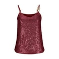 thumbnail image 3 of GA WEIHUA Womens Sleeveless Sequin Camisole Halter Dressy V Neck Sparkle Cocktail Tank Top Shimmer Spaghetti Strap Camisole Glitter Party Shirts(Wine,S)Clearance Sales, 3 of 8