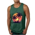 thumbnail image 3 of Pounoo New Undershirts for Men Tank Colorless Gradient Printing Round Neck Thin Strap Leakage Back Regular Casual Sports Tank Blouses Satiny Soft Sleeveless Tops for Men Green, 3 of 6
