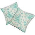 thumbnail image 5 of Teal Green Cream Flowers Pillow Covers 16x16 Inch 2 Packs Morden Teal Floral Throw Pillows Turquoise Chinoiserie Decorative Cushion Cover for Patio Furniture Sofa Bedroom Indoor/Outdoor Party, 5 of 7