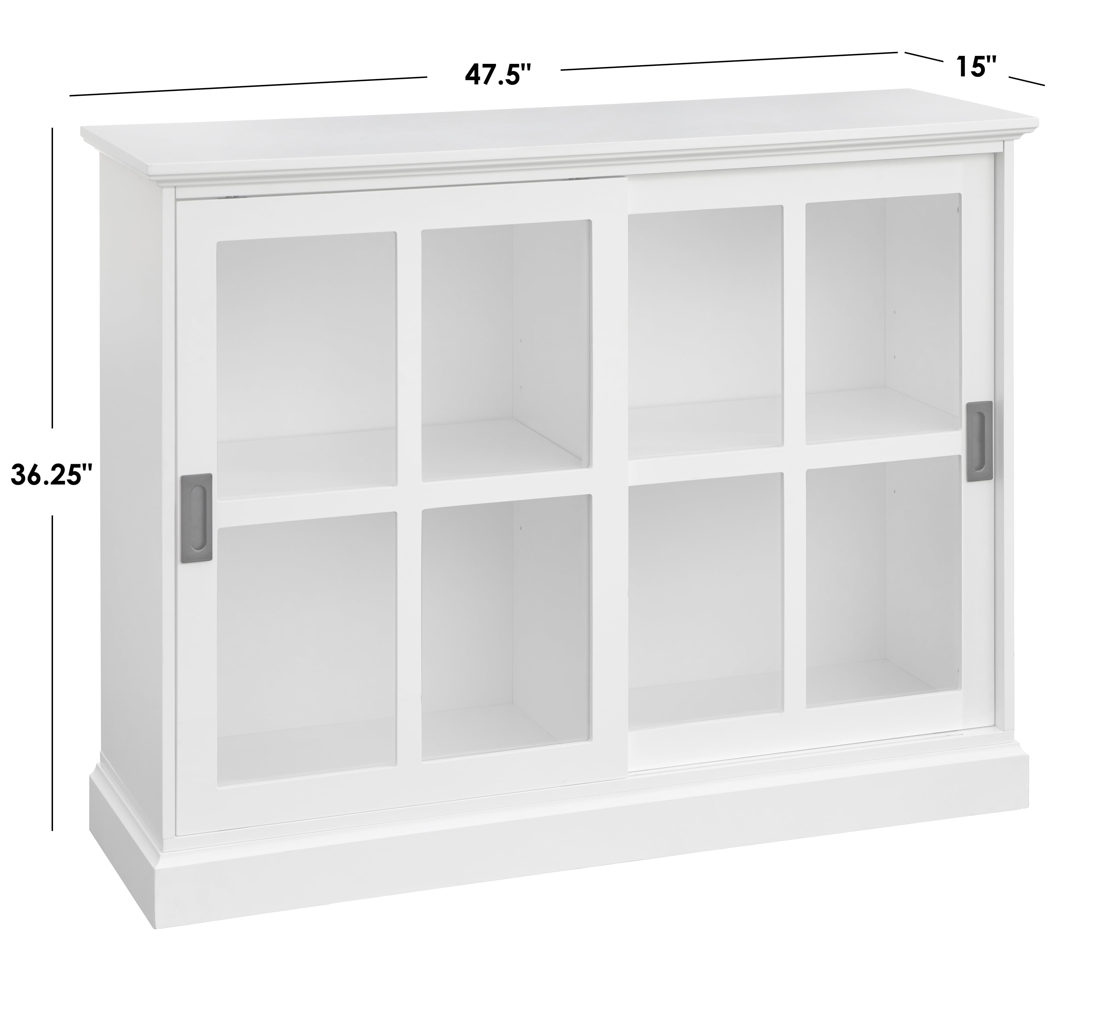 TMS Doyle Sliding Glass Door Cabinet with Shelves, White