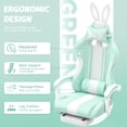 thumbnail image 3 of Huracan Cute Bunny Ears Gaming Chair with Footrest, Ergonomic High Back Office Gamer Chair, Massage Computer Game Chair with Lumbar Support for Adults,LightGreen, 3 of 7