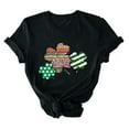 thumbnail image 3 of Jacenvly St. Patrick's Day Shirts for Women Clearance 2024 Casual Short Sleeve Womens Tops Soft Cozy Crewneck Tshirt Ladies Saint Patrick's Day Printed T-Shirt With Round Neck And Top Black, 3 of 4