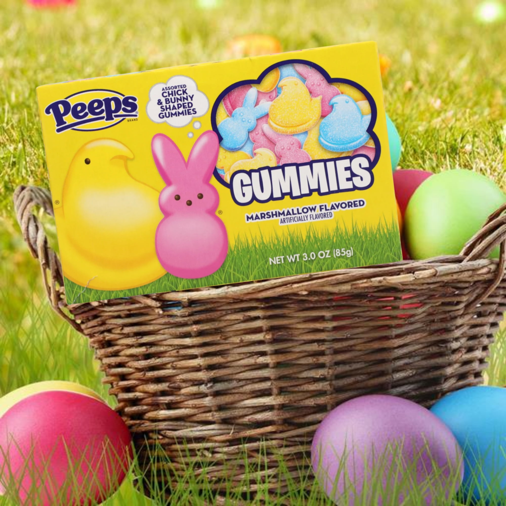 Peeps Marshmallow Flavored Gummies, Assorted Chicks, and Bunnies Chewy Candy for Kids Adults Snacks Easter Egg Hunt Basket Stuffer Goodies Bag Filler Spring Holiday Birthday Party Favor Pack of 6