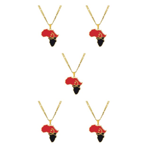 Baohd Collier Pièce à la Mode avec Pendentif Carte d'Afrique Angole Légère 5Set