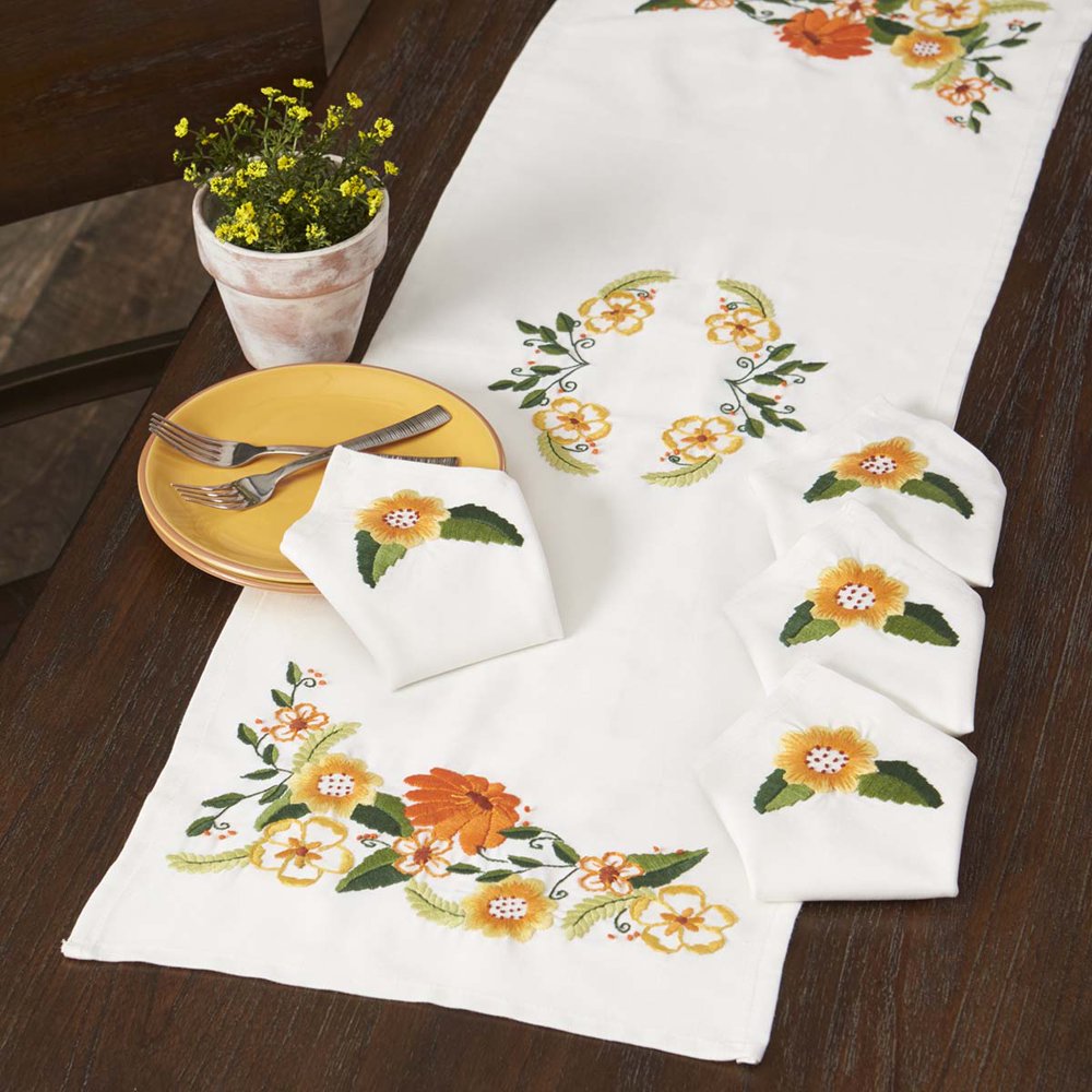 Village Linens™ Floral Showcase Table Runner Stamped Embroidery
