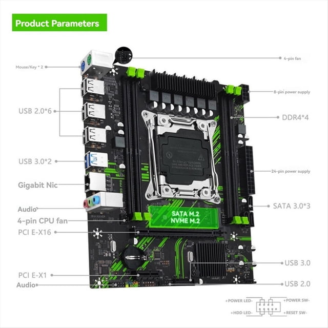 Kit de Placa Base X99 PR9 LGA 2011-3 Apto para 4 Memorias RAM DDR4 SATA M.2/NVME M.2 con Procesador CPU E5 2666v3