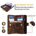 thumbnail image 5 of Allytechgroup Premium Wallet Phone Case for Samsung Galaxy A71 5G, Zipper Pocket Kickstand Crossbody Shoulder Strap Hand Wrist RFID Blocking Shockproof Protective Case for Women Men, Brown, 5 of 6