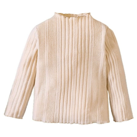 

WOYY Toddler Girls Long Sleeve Undershirt Solid Ribbed Crewneck T Shirt Pullover Tops