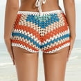 thumbnail image 4 of HOWPAY Women Bikini Bottoms High Waisted Hollow Out Crochet Basic Swim Shorts Full Coverage Causal Color Block Beach Pool Swimsuit Bottoms White M, 4 of 9