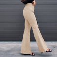 thumbnail image 4 of XAOWF Women'S Corduroy Bell Bottom Pants Solid Color Classic Mid Waist Stylish Slim Fit Casual Flare Pants Street Style 2025 Versatile Trendy Trousers, 4 of 7