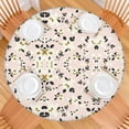 thumbnail image 2 of Round Tablecloth with Elastic Hem and Subtle Floral Motif, Water-Resistant Polyester Fabric Fits 44-52 Inch Round Tables for Outdoor Use, 2 of 7