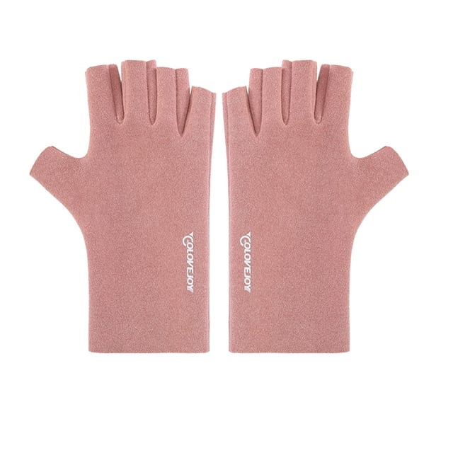 Gants d'Hiver Chauds Roses Demi-Doigt Écran Tactile pour Femmes Protection contre le Froid Extérieur Doux Extensibles pour Cyclisme et Activités