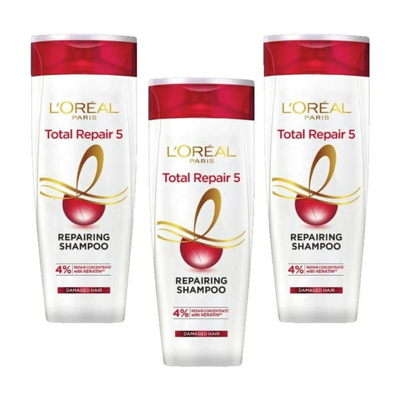 Loreal Paris Elseve Complete Repair 5 Structuring Treatment Shampoo for Damaged Hair 300 ml 3 Pack
